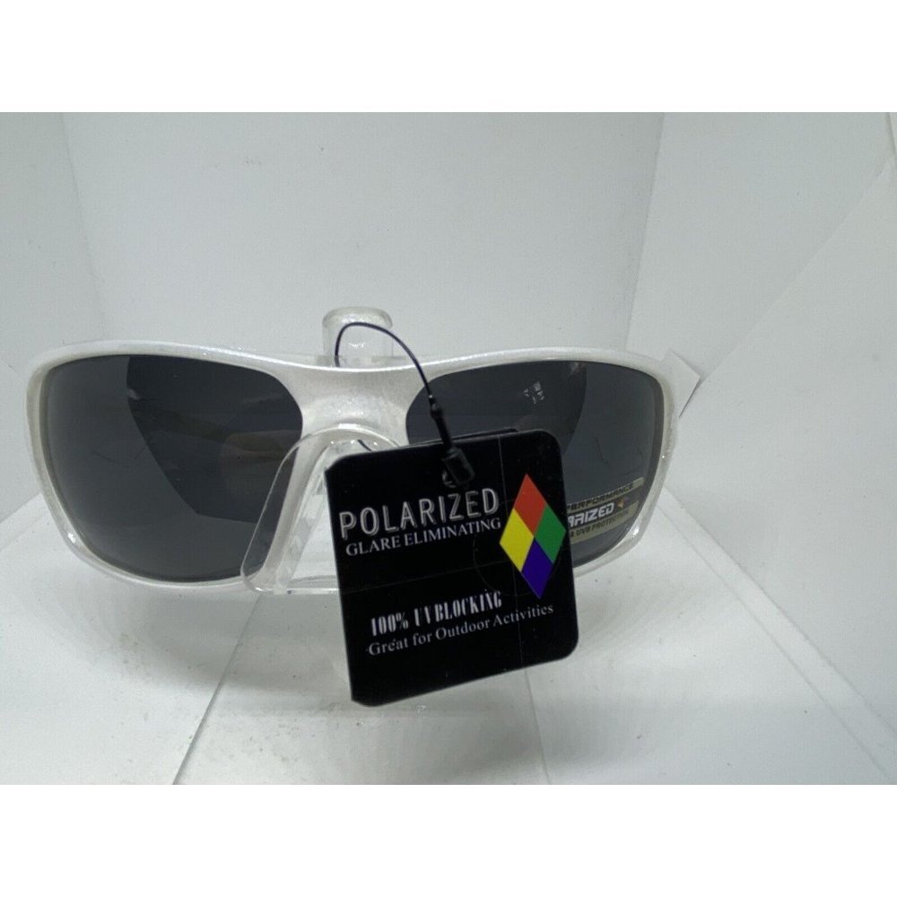 XLOOP SUNGLASSES Anti-Glare Shatterproof/ Polarized Wrap Pearl White/Black Lens